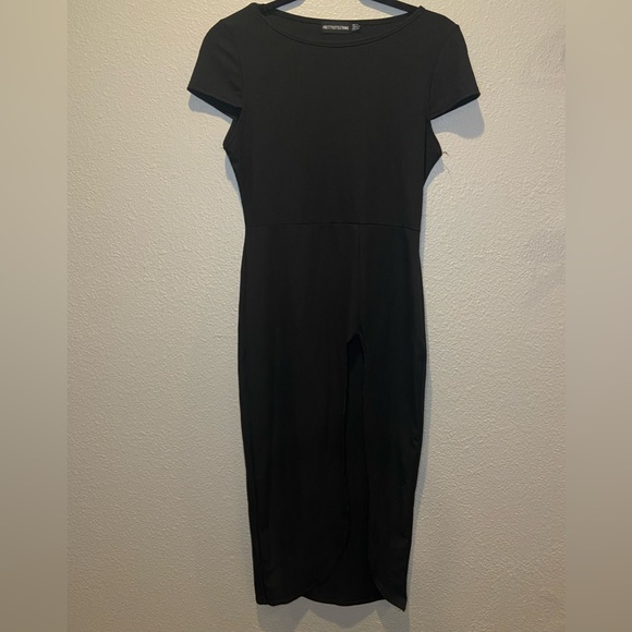 White Skulls Black High Split Dress - Demi main image 1